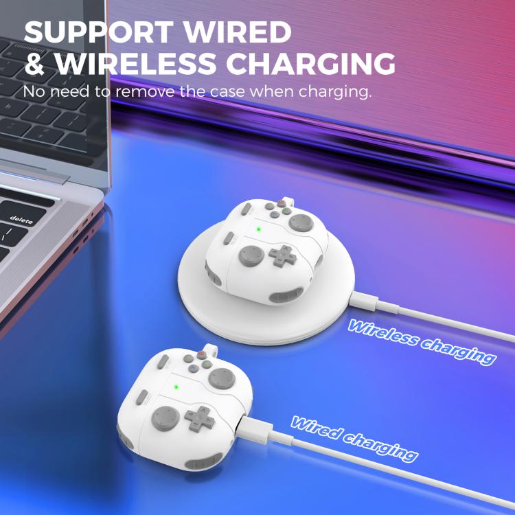 For AirPods 4 AhaStyle WG166 Personalised Game Console Shape Silicone Protective Case(White) by AhaStyle