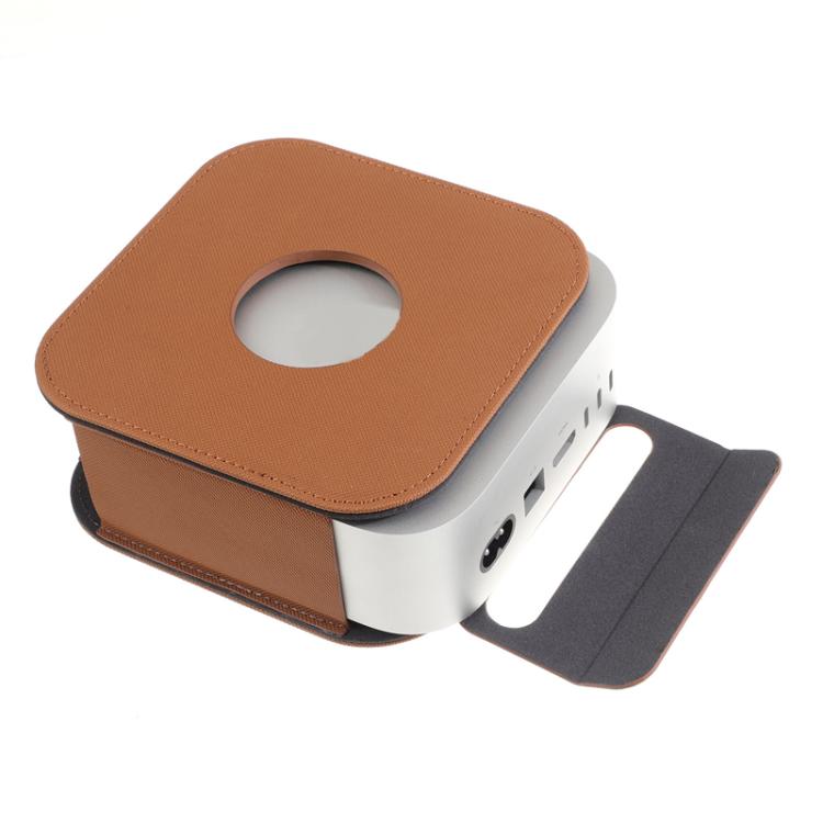 For Mac Mini M4 / M4 Pro Computer Host Dustproof Leather Case Shockproof Protective Cover(Brown) - MINI PC Accessories & Gadgets by buy2fix | Online Shopping UK | buy2fix