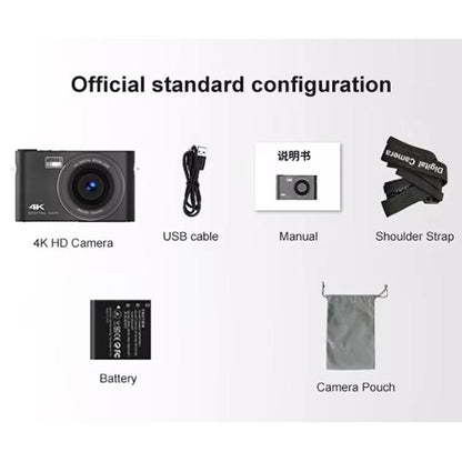 4K HD Touch Screen Digital Micro SLR Camera MP3 DSLR Camcorder 64MP Anti-Shake Vlogging Video Camera(White) - Video Cameras by buy2fix | Online Shopping UK | buy2fix