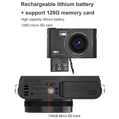 4K HD Touch Screen Digital Micro SLR Camera MP3 DSLR Camcorder 64MP Anti-Shake Vlogging Video Camera(Black) - Video Cameras by buy2fix | Online Shopping UK | buy2fix