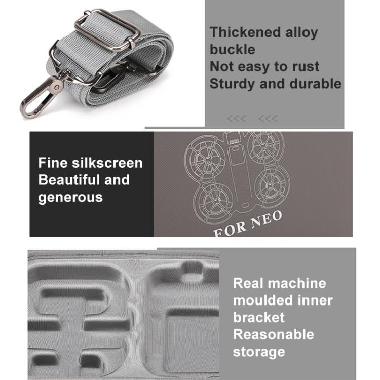 For DJI Neo BKANO NE-010 PU Storage Bag Hard Case Shoulder Bag(Gray) - Cases & Bags by BKANO | Online Shopping UK | buy2fix