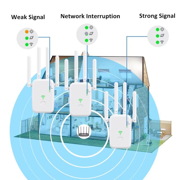 Urant U11 1200Mbps 2.4G&5.8G Wireless Repeater WiFi Signal Amplifier Support WPS Quick Setting EU Plug White - Broadband Amplifiers by Urant | Online Shopping UK | buy2fix