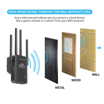 Urant U9 300Mbps 2.4G Wireless Repeater WiFi Signal Amplifier Support WPS Quick Setting EU Plug Black - Broadband Amplifiers by Urant | Online Shopping UK | buy2fix