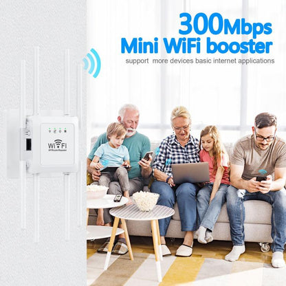 U18 300Mbps 2.4G Wireless Repeater WiFi Signal Amplifier With 8 Antennas US Plug White - Broadband Amplifiers by buy2fix | Online Shopping UK | buy2fix