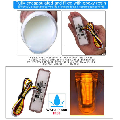 2pcs 28LED Bi-Color High Brake Tail Lights Turn Signal Lights For Sweeper / RV / Van / Truck Modification(White Shell White+Yellow Light) - Brake Lights by buy2fix | Online Shopping UK | buy2fix