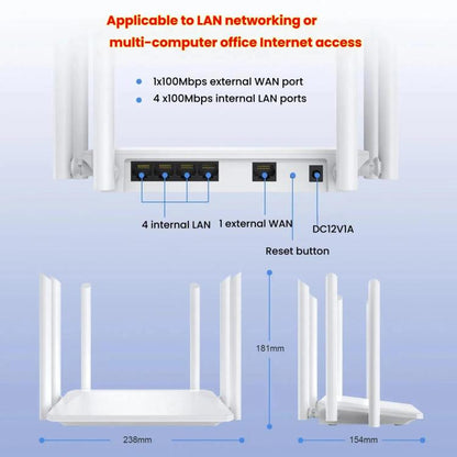 Urant 1200Mbps Wireless Router Supports AP Broadband Dial-up With 6x5dB Antenna EU Plug - Wireless Routers by Urant | Online Shopping UK | buy2fix