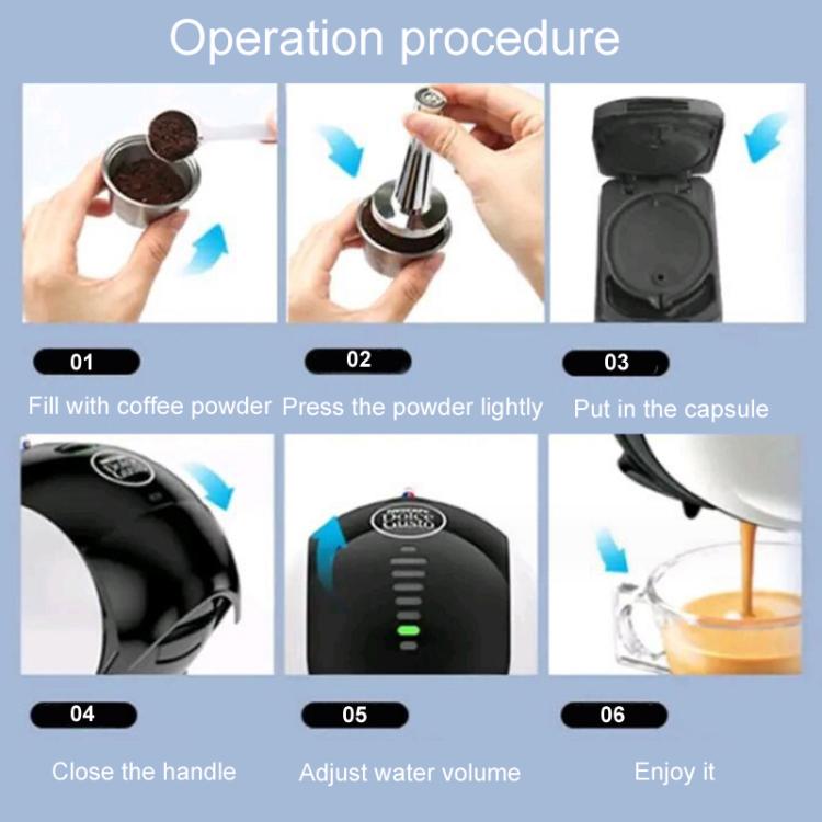 For Dolce Gusto Coffee Maker Stainless Steel Reusable Coffee Capsule Shell, Style: Capsule+Brush And Scoop - Coffee Machine Parts by buy2fix | Online Shopping UK | buy2fix