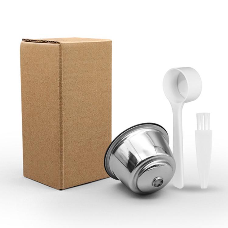 For Dolce Gusto Coffee Maker Stainless Steel Reusable Coffee Capsule Shell, Style: Capsule+40mm Powder Hammer+Brush And Scoop - Coffee Machine Parts by buy2fix | Online Shopping UK | buy2fix