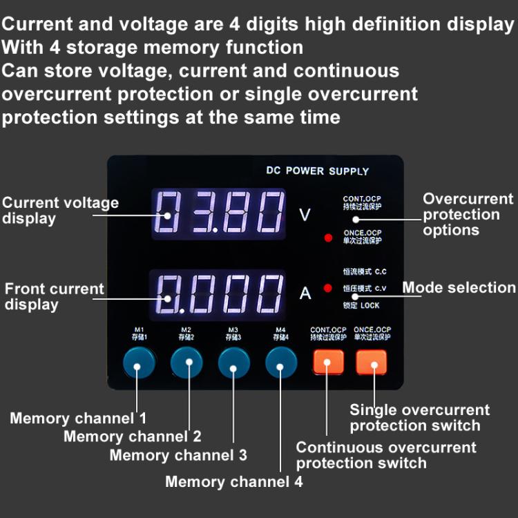 SUGON 3005D 4 Digital Display Power Supply Meter High Power Regulated Power Supply EU Plug - Power Supply by SUGON | Online Shopping UK | buy2fix