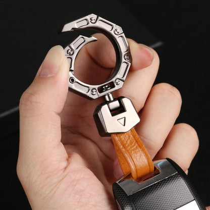 Hallmo Business Zinc Alloy Top-Layer Cowhide Key Chain Car Key Anti-Lost Pendant(Black) by Hallmo