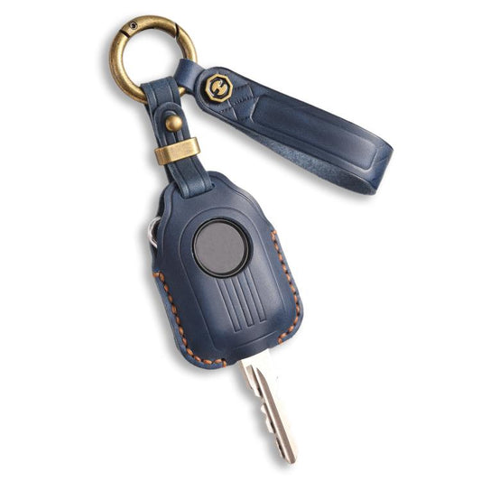 Hallmo For Peugeot Django 150 Motorcycle Natural Cowhide Key Protective Cover(Blue) by Hallmo