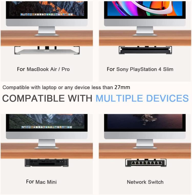 Under Desk Laptop Tablet Storage Mount Kit Office Storage Organize(Black) - Laptop Stand by buy2fix | Online Shopping UK | buy2fix