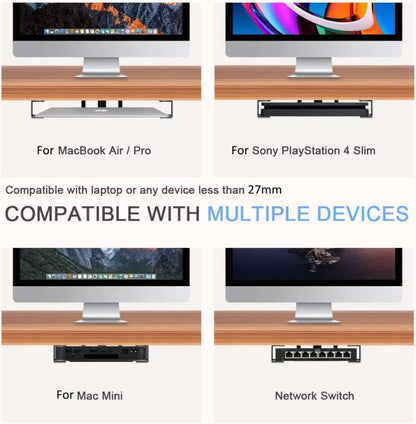 Under Desk Laptop Tablet Storage Mount Kit Office Storage Organize(Black) - Laptop Stand by buy2fix | Online Shopping UK | buy2fix