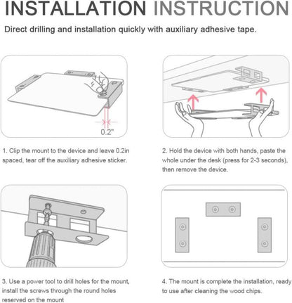 Under Desk Laptop Tablet Storage Mount Kit Office Storage Organize(Black) - Laptop Stand by buy2fix | Online Shopping UK | buy2fix