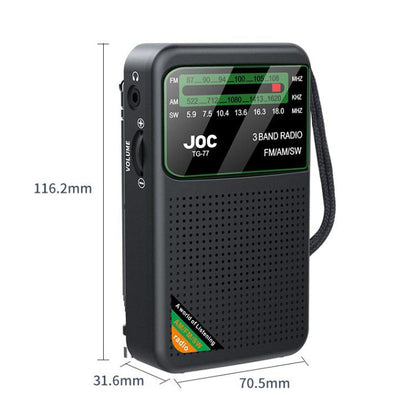 JOC TG-77 Mini FM / AM / SW Portable Full-Band Full-Channel Radio(Gold) - Radio Player by JOC | Online Shopping UK | buy2fix