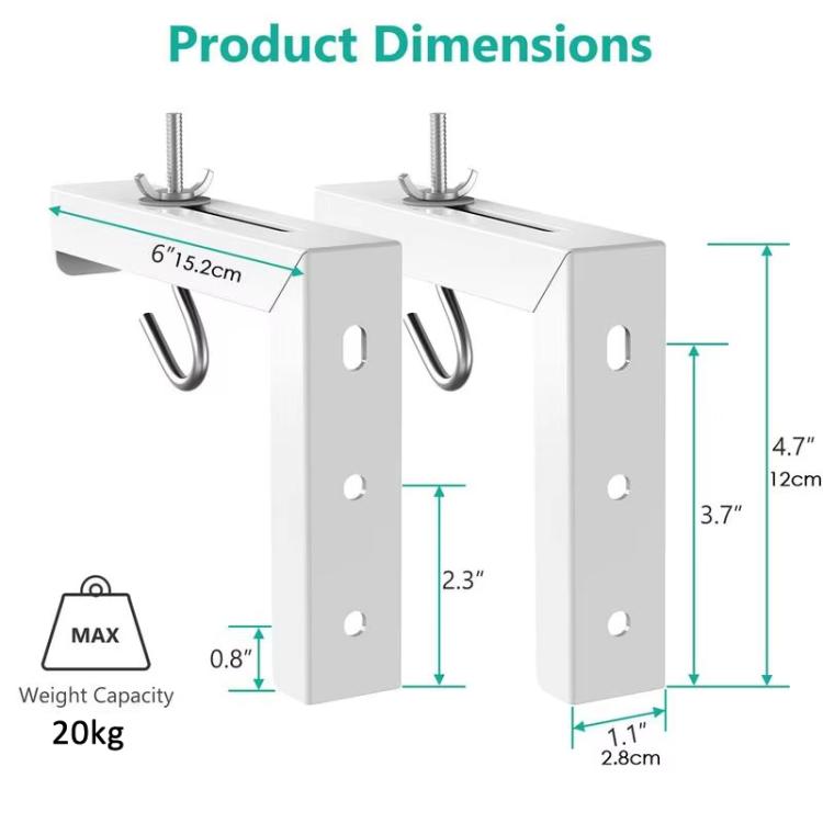 Universal Projector Screen Ceiling Mount Wall Hanger L-shaped Adjustable Bracket(White) - Accessories & Parts by buy2fix | Online Shopping UK | buy2fix