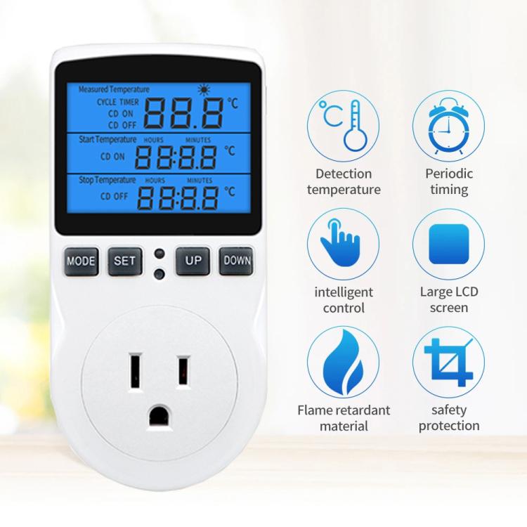 Backlight Smart Digital Thermostat Countdown Temperature Control Switch Socket Timing Temperature Controller UK Plug - Smart Socket by buy2fix | Online Shopping UK | buy2fix