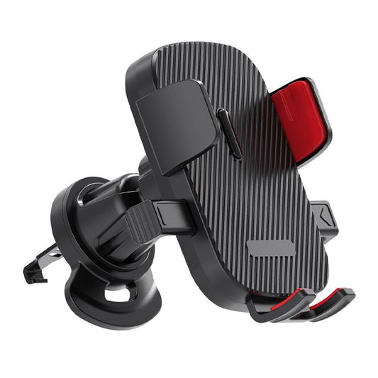 360-degree Rotating Car Air Outlet Telescopic Hook Press Automatic Lock Phone Holder(Black Red) by buy2fix