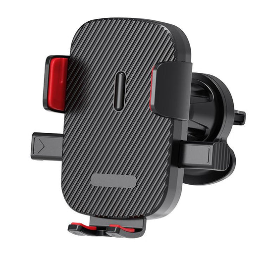 360-degree Rotating Car Air Outlet Telescopic Hook Press Automatic Lock Phone Holder(Black Red) by buy2fix