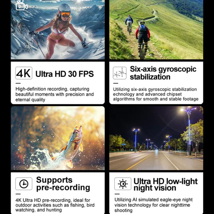 SOOCOO SAW1 With 128G Memory Card 4K HD Anti-Shake Waterproof Motorcycle Riding Recorder Chest Head Mounted Diving Thumb Camera - Video Cameras by SOOCOO | Online Shopping UK | buy2fix