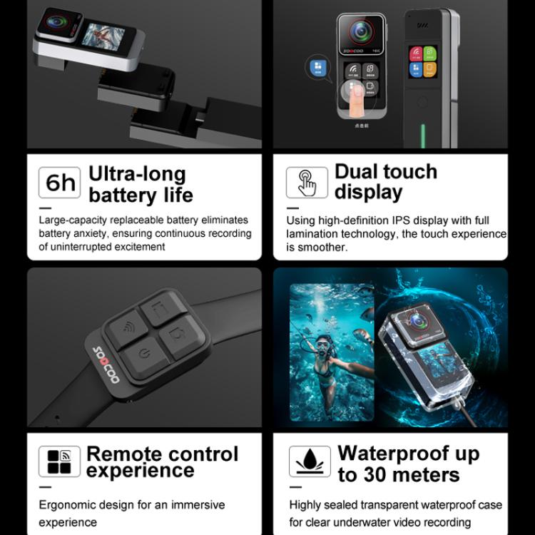 SOOCOO SAW1 Pro With 64G Memory Card 4K HD Anti-Shake Waterproof Motorcycle Riding Recorder Chest Head Mounted Diving Thumb Camera - Video Cameras by SOOCOO | Online Shopping UK | buy2fix