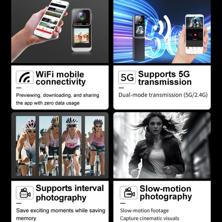 SOOCOO SAW1 Pro No Memory Card 4K HD Anti-Shake Waterproof Motorcycle Riding Recorder Chest Head Mounted Diving Thumb Camera - Video Cameras by SOOCOO | Online Shopping UK | buy2fix