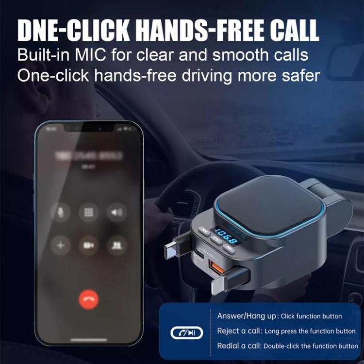 BC97 Dual Retractable Cable Car Charger Automobile Bluetooth MP3 Player by buy2fix