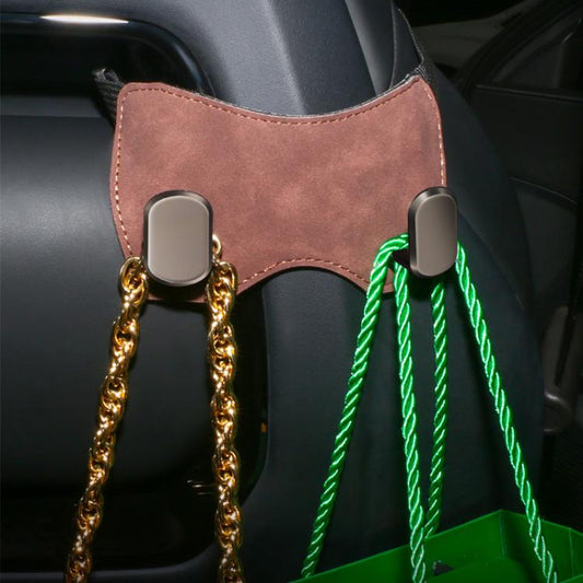 Car Sports Seats With One-Piece Headrests Furring Storage Metal Hooks(Brown) by buy2fix