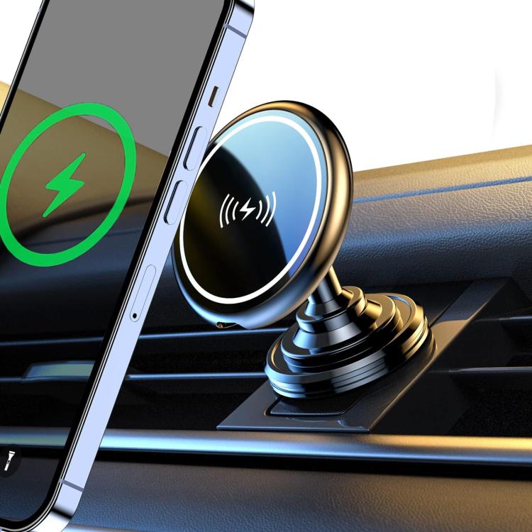 15W Car Magnetic Wireless Charging Phone Holder Alloy Base, Spec: Air Outlet Silver - Wireless Charger Holders by buy2fix | Online Shopping UK | buy2fix