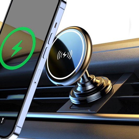 15W Car Magnetic Wireless Charging Phone Holder Alloy Base, Spec: Adhesive Silver by buy2fix