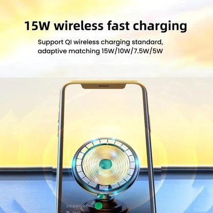 15W Car Magnetic Wireless Charging Phone Holder Alloy Base, Spec: Adhesive Silver - Wireless Charger Holders by buy2fix | Online Shopping UK | buy2fix