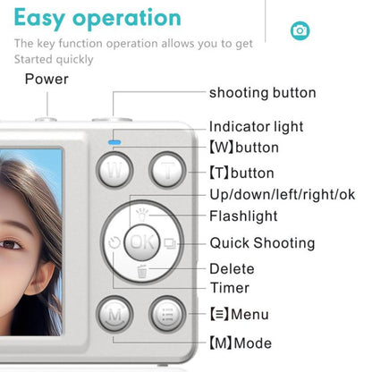 Anytek S7 4K HD Digital Camera Self-Timer Travel Camera Student Kids Card Camera(Pink) - Video Cameras by Anytek | Online Shopping UK | buy2fix