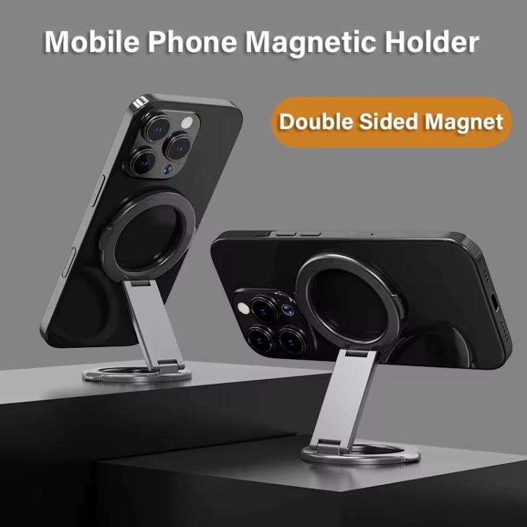 Foldable Double-sided Magnetic Phone Holder Gym Car Universal Stand, Spec: Mirror Type Black - Desktop Holder by buy2fix | Online Shopping UK | buy2fix