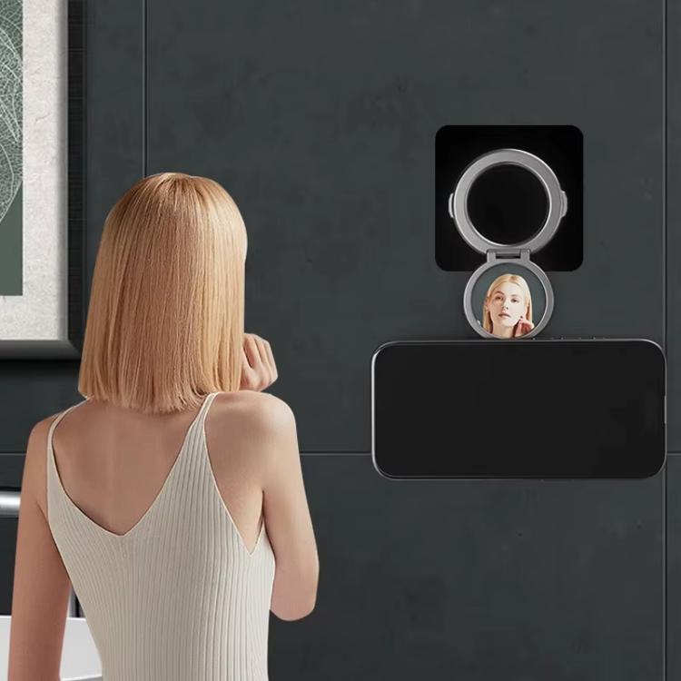 Foldable Double-sided Magnetic Phone Holder Gym Car Universal Stand, Spec: Mirror Type Black - Desktop Holder by buy2fix | Online Shopping UK | buy2fix