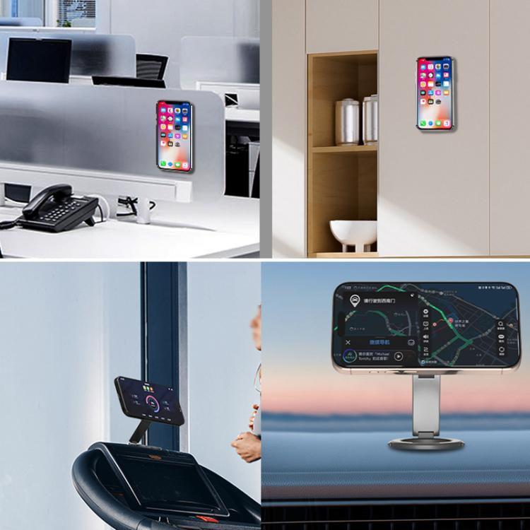 Foldable Double-sided Magnetic Phone Holder Gym Car Universal Stand, Spec: Mirror Type Black - Desktop Holder by buy2fix | Online Shopping UK | buy2fix
