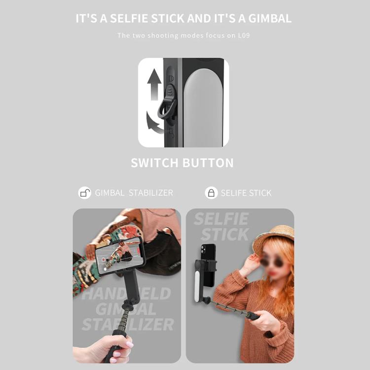 L09 Mini Handheld Folding Anti-shake Stabilizer Bluetooth Beauty Fill Light Selfie Stick(White) - Selfie Sticks by buy2fix | Online Shopping UK | buy2fix