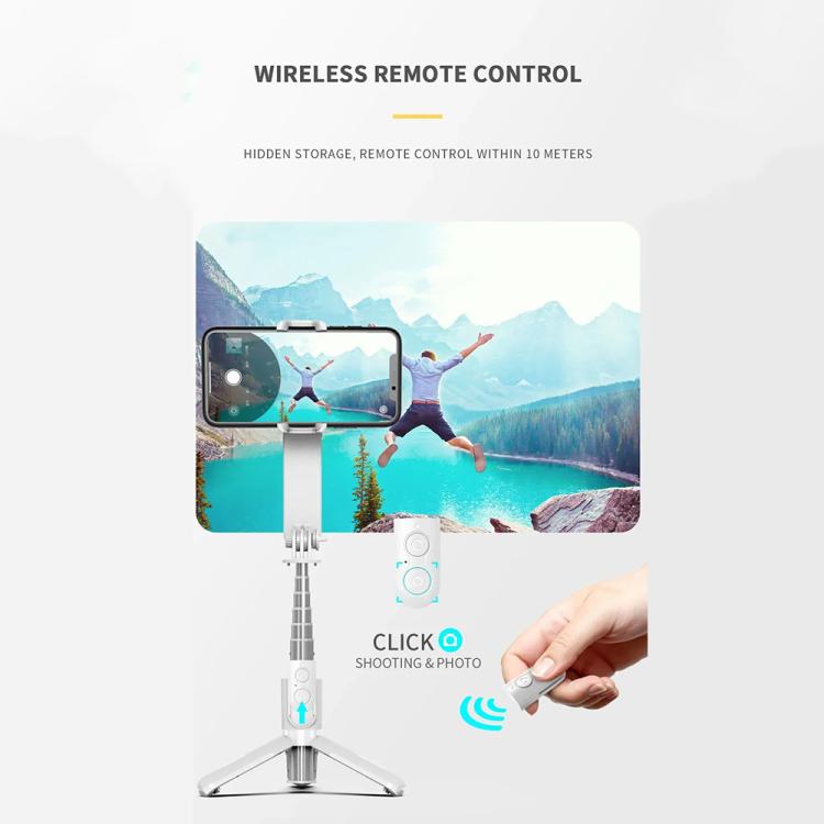 L09 Mini Handheld Folding Anti-shake Stabilizer Bluetooth Beauty Fill Light Selfie Stick(White) - Selfie Sticks by buy2fix | Online Shopping UK | buy2fix