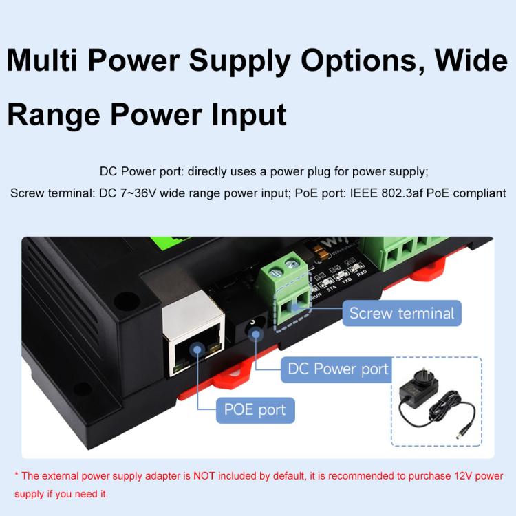 Waveshare 24964 Industrial 8-ch Ethernet Relay Module, PoE Port Communication(Modbus POE ETH Relay) - Relay Module by Waveshare | Online Shopping UK | buy2fix