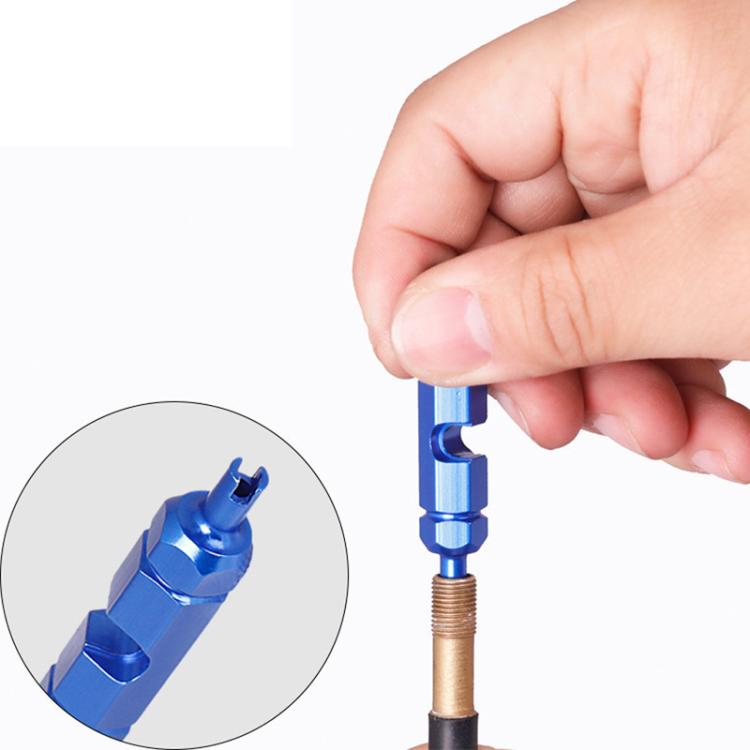 Aluminum Alloy American/French Bicycle Valve Core Removal Tool(Blue Hexagonal) - Maintenance tools by buy2fix | Online Shopping UK | buy2fix