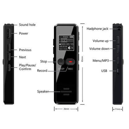 8GB 0.9-inch LCD Screen Interview Mini HD Recorder USB Charging MP3 Player - Recording Pen by buy2fix | Online Shopping UK | buy2fix