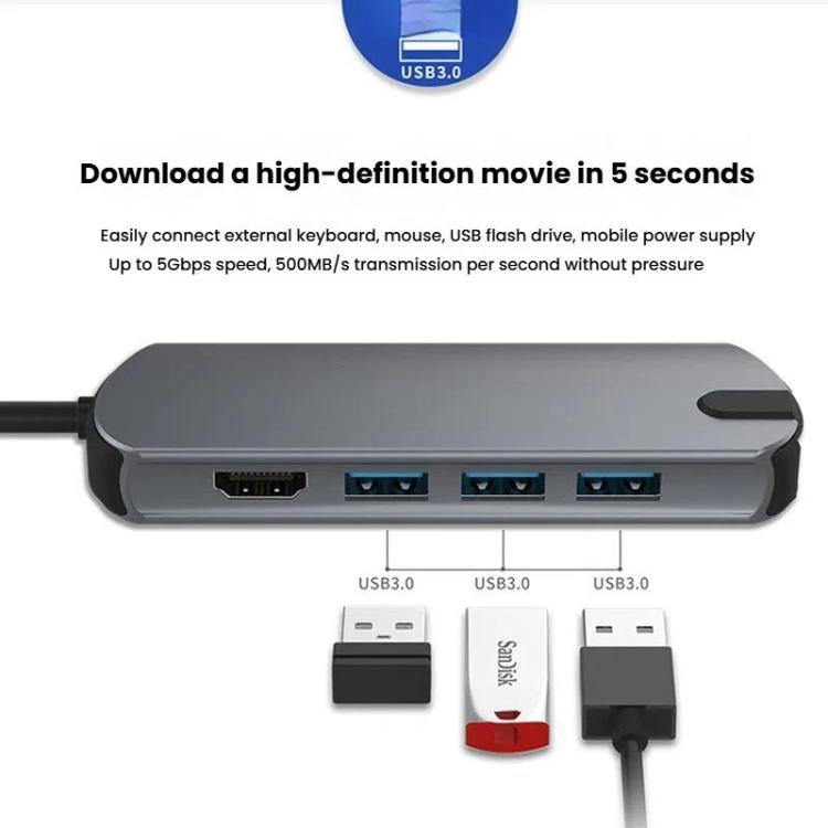 8-In-1 USB-C/Type-C Gigabit Ethernet Port Docking Station Hub HDMI 4K 30Hz - HUB with Lan adapter by buy2fix | Online Shopping UK | buy2fix