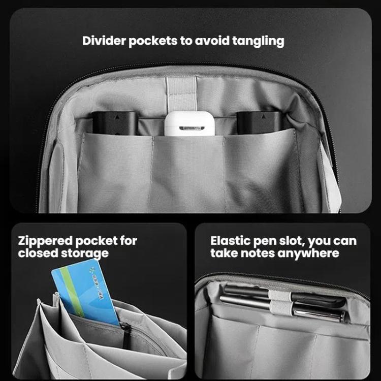 WEPOWER Digital Accessories Storage Bag Waterproof Clutch Travel Case(Gray) - Digital Storage Bag by WEPOWER | Online Shopping UK | buy2fix