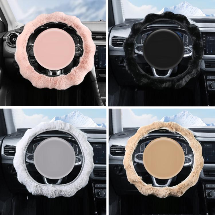 38cm Plush Soft Warm Car Steering Wheel Cover Without Inner Ring(Light Gray) - Steering Wheel Accessories by buy2fix | Online Shopping UK | buy2fix