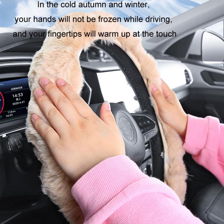 38cm Plush Soft Warm Car Steering Wheel Cover Without Inner Ring(Light Gray) - Steering Wheel Accessories by buy2fix | Online Shopping UK | buy2fix