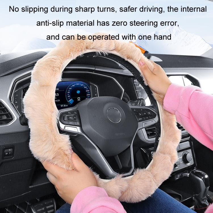 38cm Plush Soft Warm Car Steering Wheel Cover Without Inner Ring(Light Gray) - Steering Wheel Accessories by buy2fix | Online Shopping UK | buy2fix
