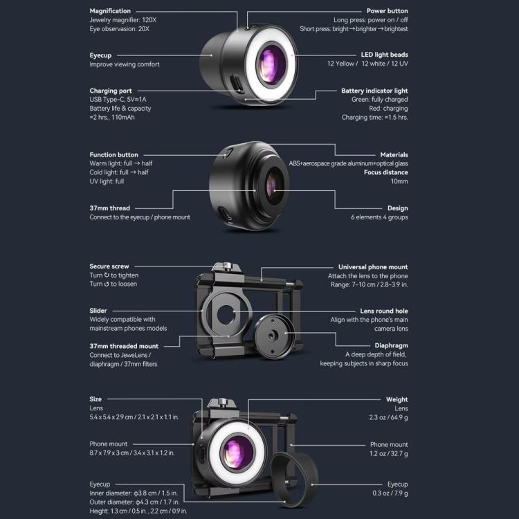 APEXEL APL-MS120 Handheld Identification Repair Quality Inspection Jewelry HD Magnification Mobile Microscope - Telescope & Microscope by APEXEL | Online Shopping UK | buy2fix