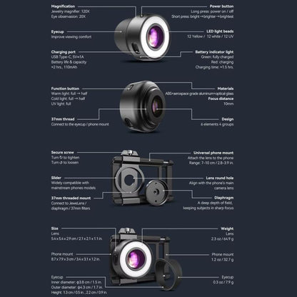 APEXEL APL-MS120 Handheld Identification Repair Quality Inspection Jewelry HD Magnification Mobile Microscope - Telescope & Microscope by APEXEL | Online Shopping UK | buy2fix