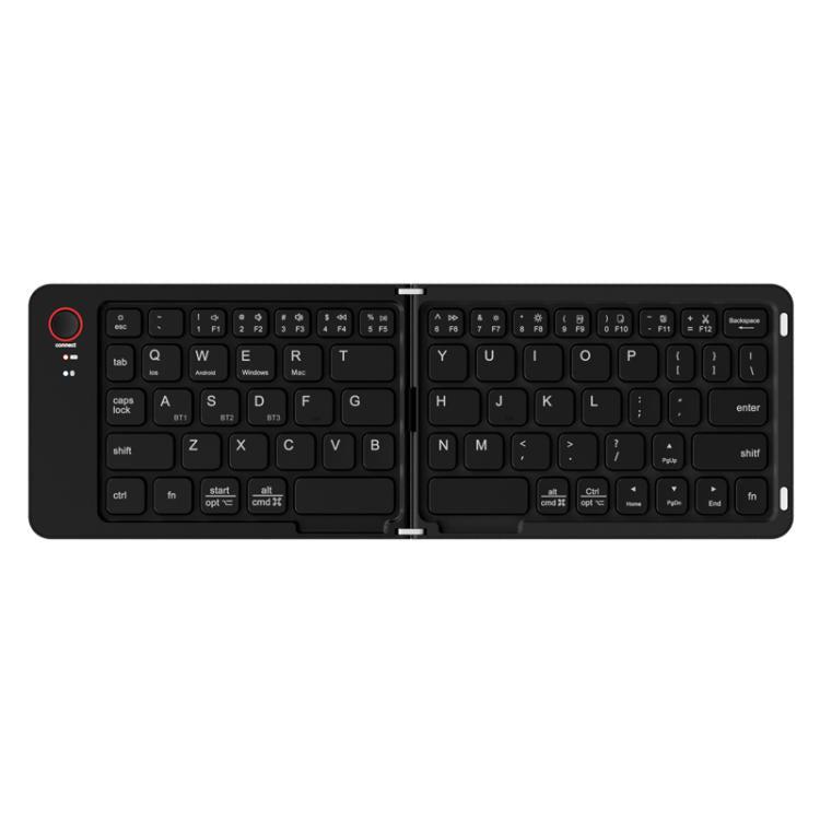 B023 Two Folding Portable Mini Wireless Bluetooth Keyboard Cell Phone Laptop Notebook Office Keyboard(Black) - Mini Keyboard by buy2fix | Online Shopping UK | buy2fix