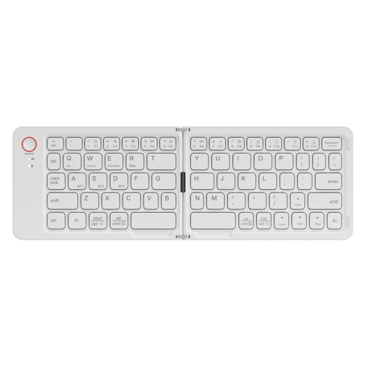 B023 Two Folding Portable Mini Wireless Bluetooth Keyboard Cell Phone Laptop Notebook Office Keyboard(White) - Mini Keyboard by buy2fix | Online Shopping UK | buy2fix