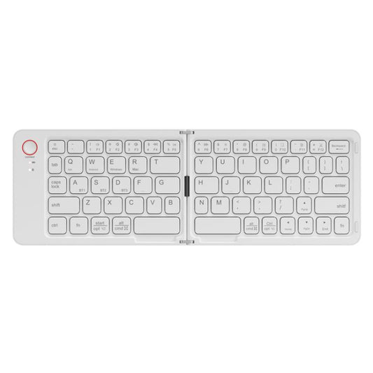 B023 Two Folding Portable Mini Wireless Bluetooth Keyboard Cell Phone Laptop Notebook Office Keyboard(White) - Mini Keyboard by buy2fix | Online Shopping UK | buy2fix